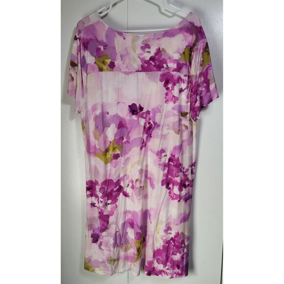 SOMA Cool Nights Women's SZ XL V Neck Short Sleeve Sleep Shirt Nightgown Floral - Picture 2 of 5
